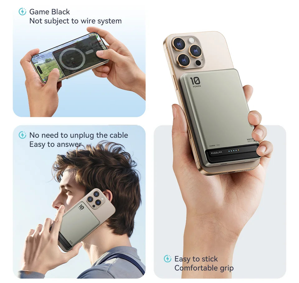 KUULAA Magnetisk Powerbank 10000Ah Trådløs Bærbar Lader 20W Hurtiglading For Magsafe For iPhone 16 15 14 For Max PowerBank