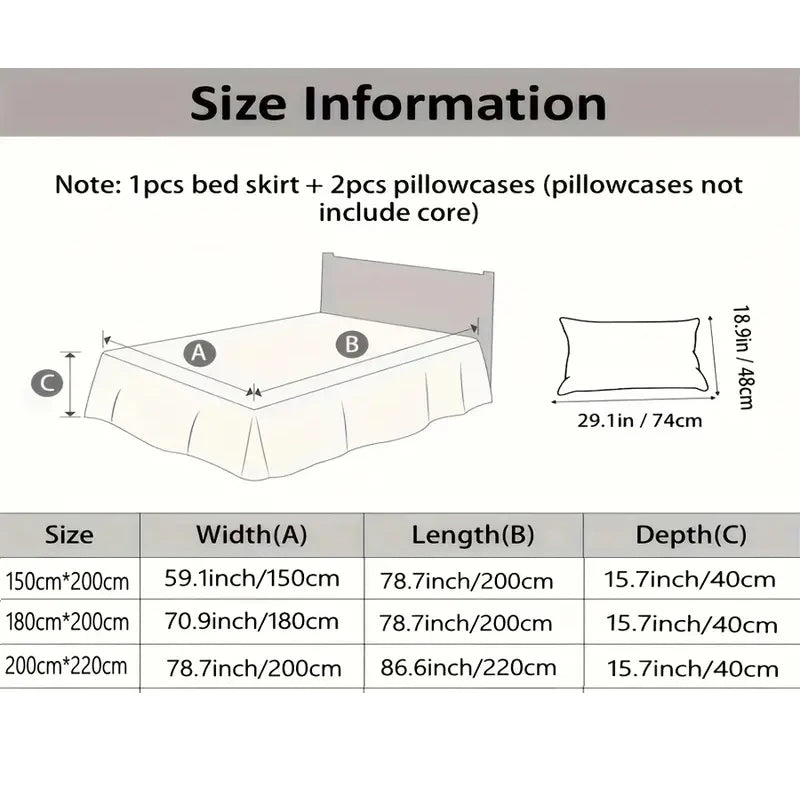 3 deler sommer sengeteppe i skjørtstil, sengeteppe i blonder i europeisk stil, tredelt sett i skjørtstil, sengeteppe i madrass, støvbeskyttelse