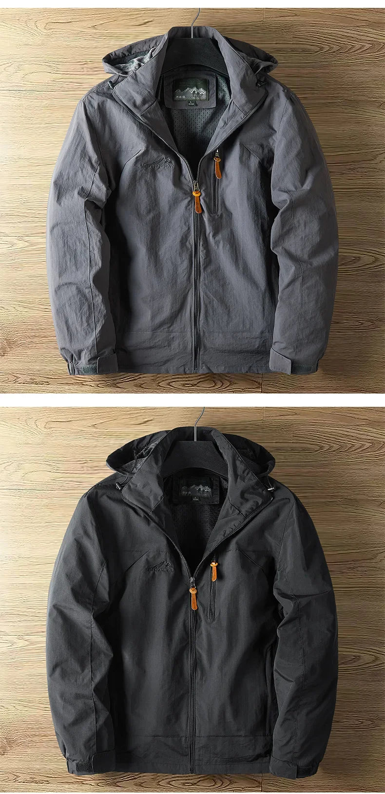 Chaquetas casuales de primavera y otoño para hombre, sección delgada, chaqueta perforada con capucha para hombre, versátil para escalada y ropa de calle