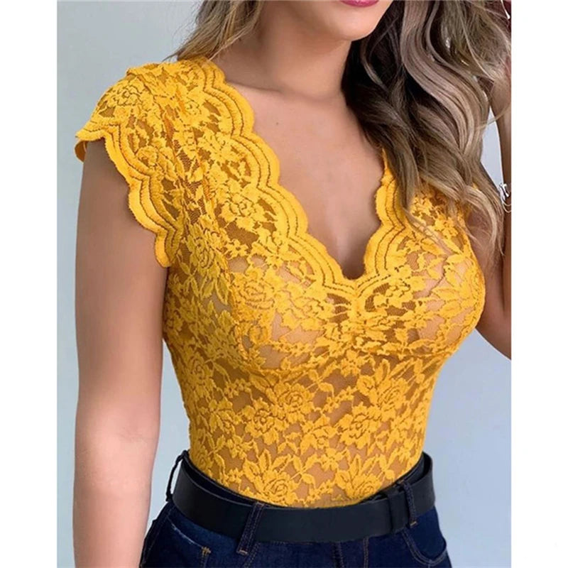 Tops para mujer, verano, sexy, cárdigan de encaje de ganchillo, color sólido informal, top de encaje calado de moda para mujer