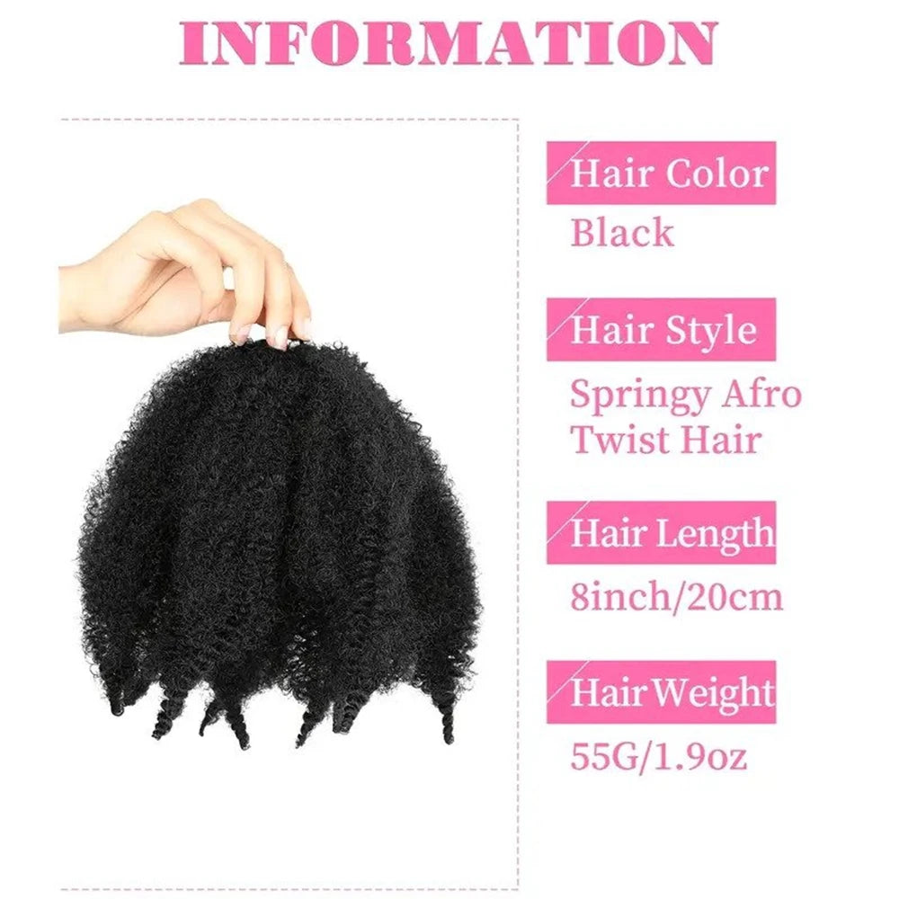 Cabello de ganchillo para trenzas Marley de 8 pulgadas, para trenzas cortas afro kinky, extensiones de cabello de fibra sintética ombré para mujeres