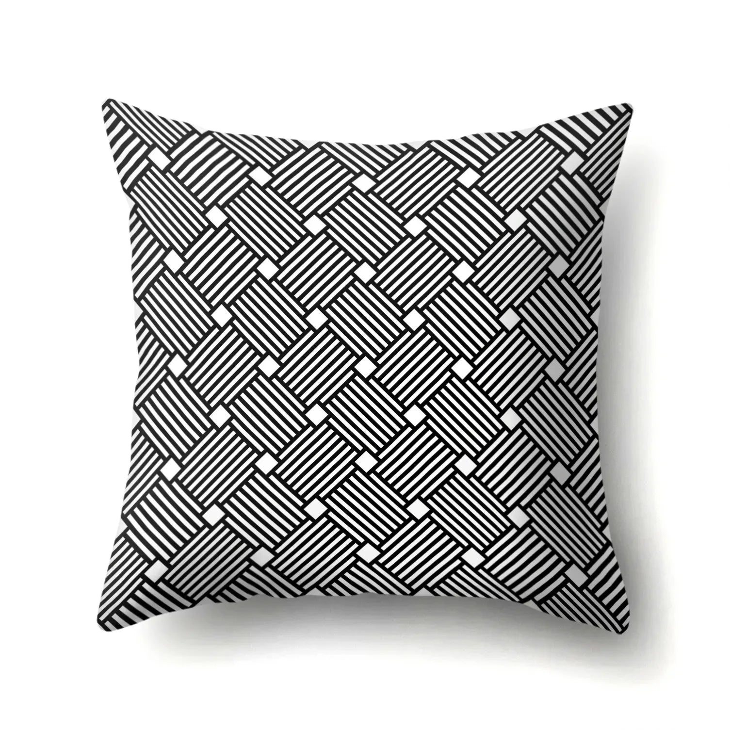 Funda de Almohada Abstracta Retorcida en Blanco y Negro Funda de Almohada Geométrica de Moda para Sofá de Sala de Estar o Dormitorio