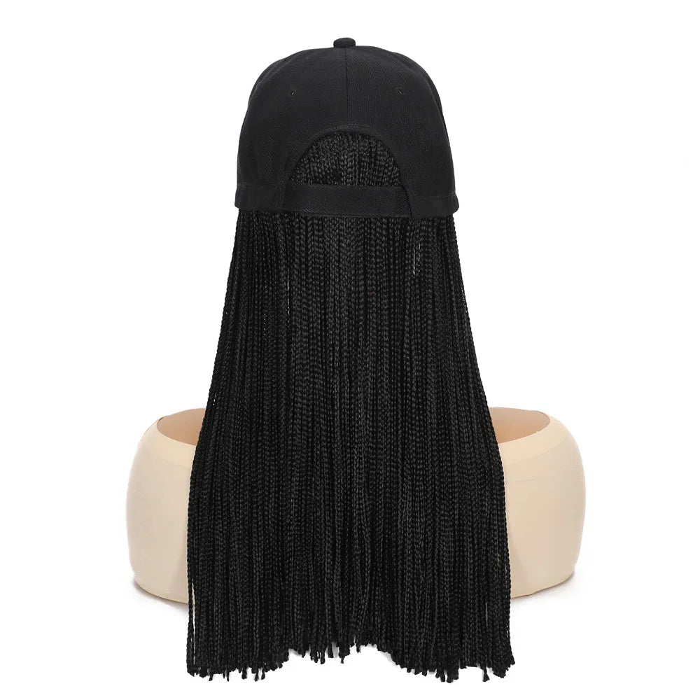 SQRDGQ Synthetic Braided Hair Hat Wigs for Woman 14inch Bug Black Blonde Braided Extensions with Baseball Cap Woman Wigs