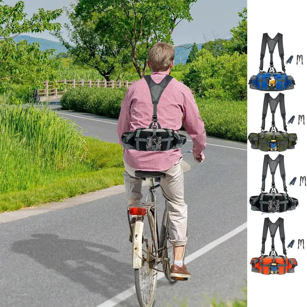 Sac banane de randonnée avec 2 porte-bouteilles d'eau, sac banane d'extérieur, sac à dos de cyclisme étanche, sangle réglable, sac de rangement pour le sport