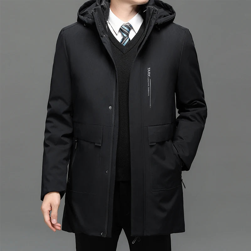 Chaquetas con capucha para hombre, ropa de abrigo informal, parkas largas para hombre, nuevas parkas impermeables y cálidas para otoño e invierno, abrigo tipo parka, 2 PIEZAS Parkas de invierno