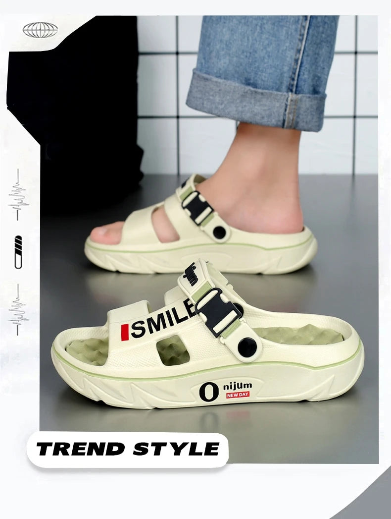 Nuevas Zapatillas de Masaje para Hombre, Sandalias Interiores y Exteriores, Cómodas Diapositivas Suaves de Playa, Zuecos, Zapatos Casuales para Hombre y Mujer, Zapatillas de Casa