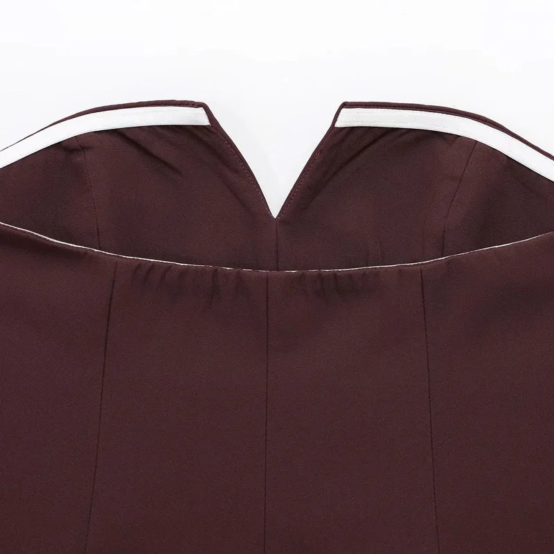TRAF Tops para mujer Top corto sin tirantes blanco roto Corsé de verano para mujer Tops de tubo sexys sin espalda Camiseta sin mangas de color liso