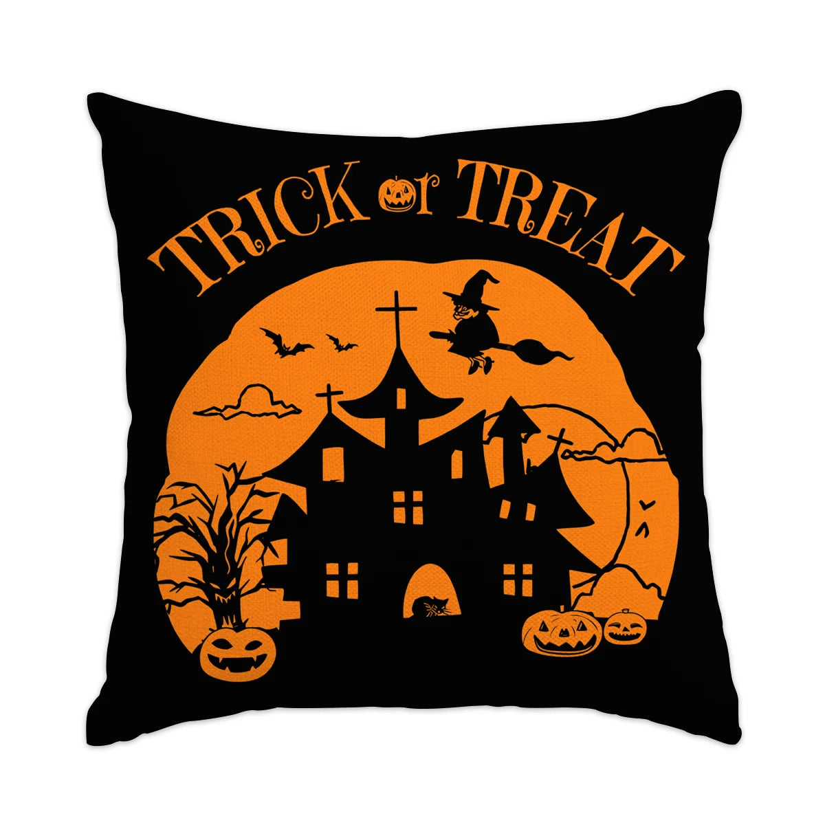 1 ud./4 Uds. Funda de almohada decorativa de Halloween, funda de cojín de truco o trato, fantasma, cabeza de calabaza, funda de cojín de sofá con decoración de murciélago