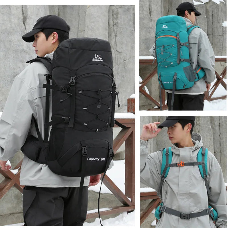 Mochila de senderismo, bolsa de camping, montañismo con funda impermeable para lluvia, mochila de día para hombres y mujeres, mochila de viaje al aire libre, pesca