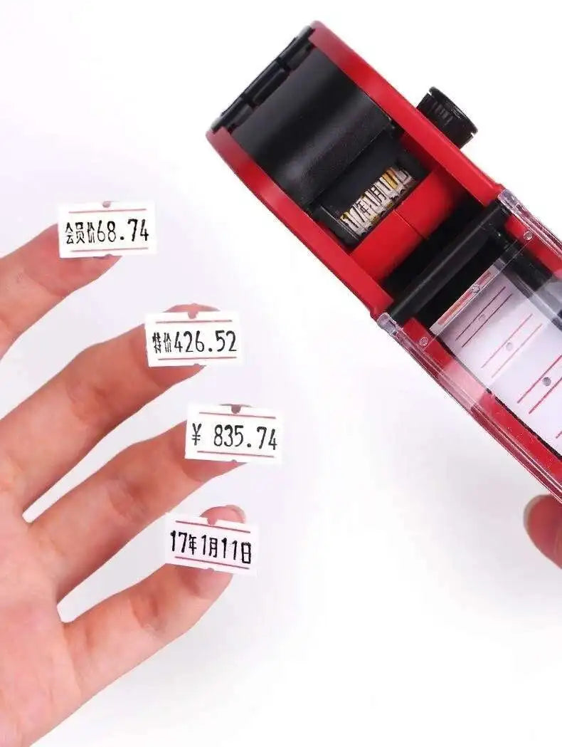 Set de etiquetadora de precios de una sola línea 1, pistola de precios manual + 5500 etiquetas + rodillos de tinta, impresora de etiquetas de precio con fecha