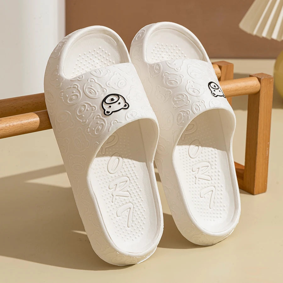 Verano Moda Hombre Zapatillas Estampado Osito Sandalias Interiores Baño Antideslizantes Suaves Mujer Dormitorio Zapatos Casuales Pareja