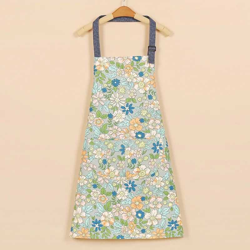1 ud. Delantal de moda de tela de algodón, impermeable, engrosado, resistente a la suciedad, delantal de cocina y ropa de trabajo para el hogar, ropa de trabajo de jardinería