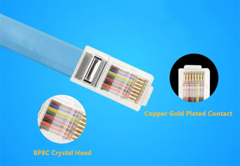 Cable de Consola DB9P Conector RJ45 Ethernet a RS232 DB9 Puerto Serie Cables de Red para Routers Cisco Switch Router Azul 1.8m