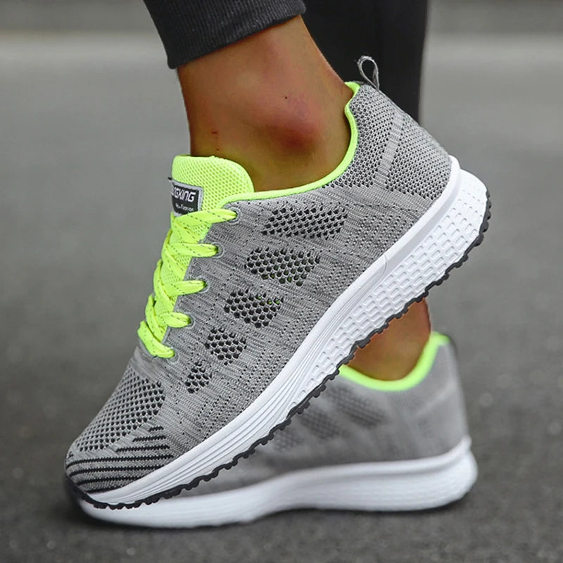 Mote Damesneaker Nettingstoff Netting Pustende Sneakers Dame Fritidssko Snøring Damesneakers Tenis Feminino