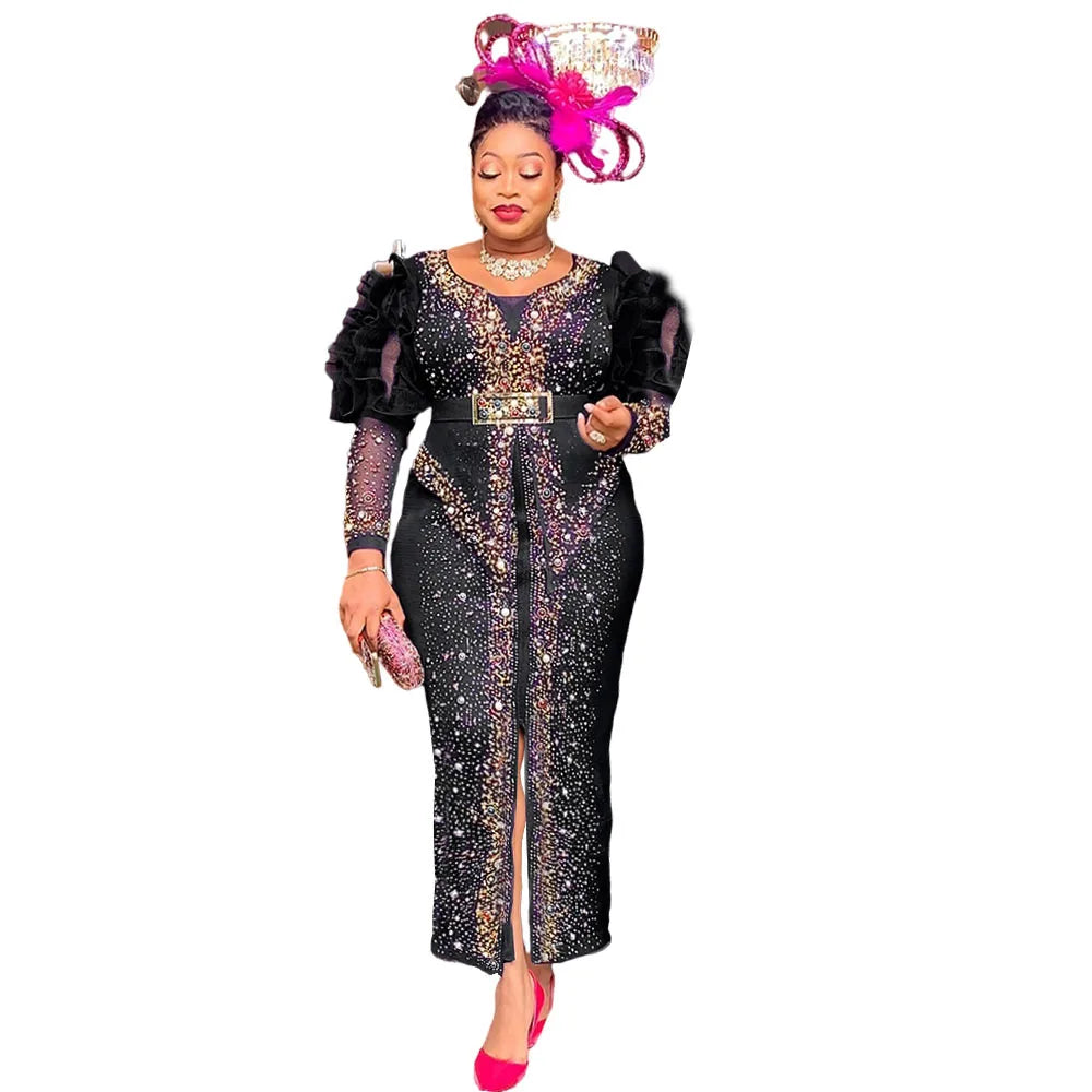 Vestidos africanos para mujer elegante fiesta de noche Dashiki Abaya Maxi vestido ropa de África vestidos de Ankara 2025 vestido ceñido vestidos de gala