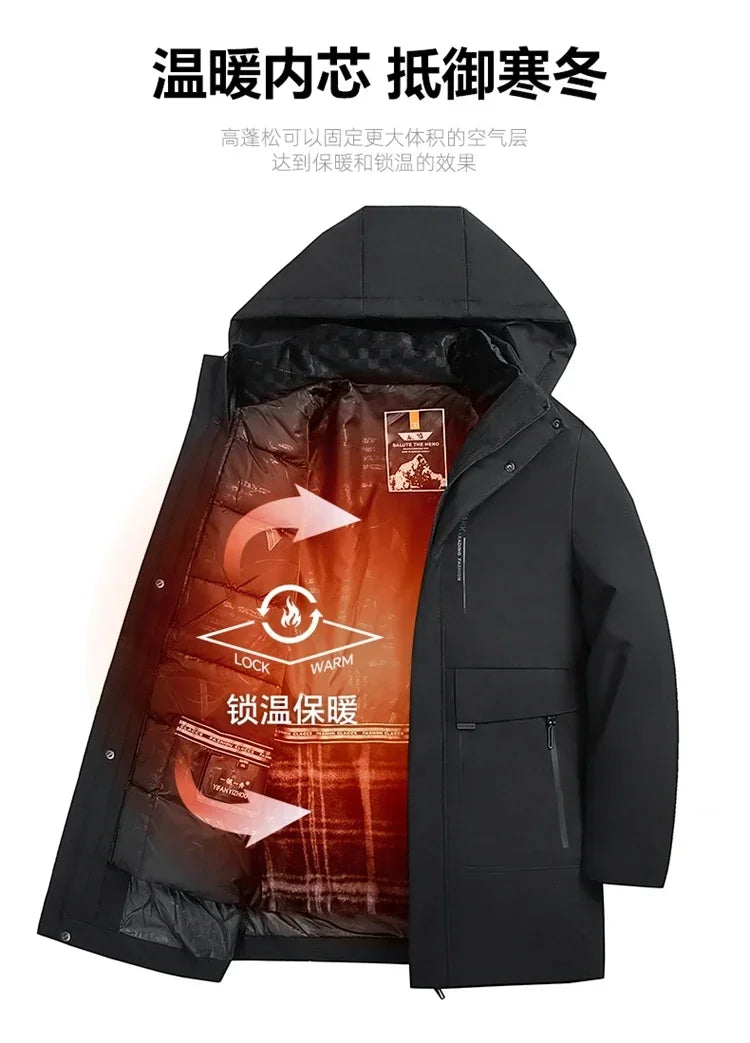 Chaquetas con capucha para hombre, ropa de abrigo informal, parkas largas para hombre, nuevas parkas impermeables y cálidas para otoño e invierno, abrigo tipo parka, 2 PIEZAS Parkas de invierno