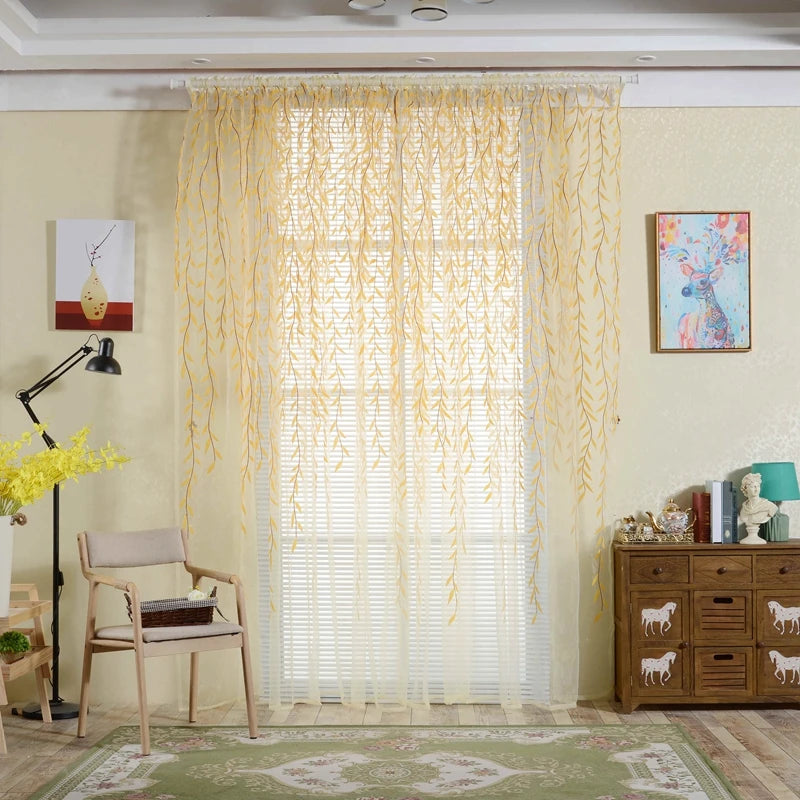 Fashion Chic House Room Living Room Bedroom Door Window Decoration Curtains Yarn Curtains Willow Pattern Upscale Jacquard
