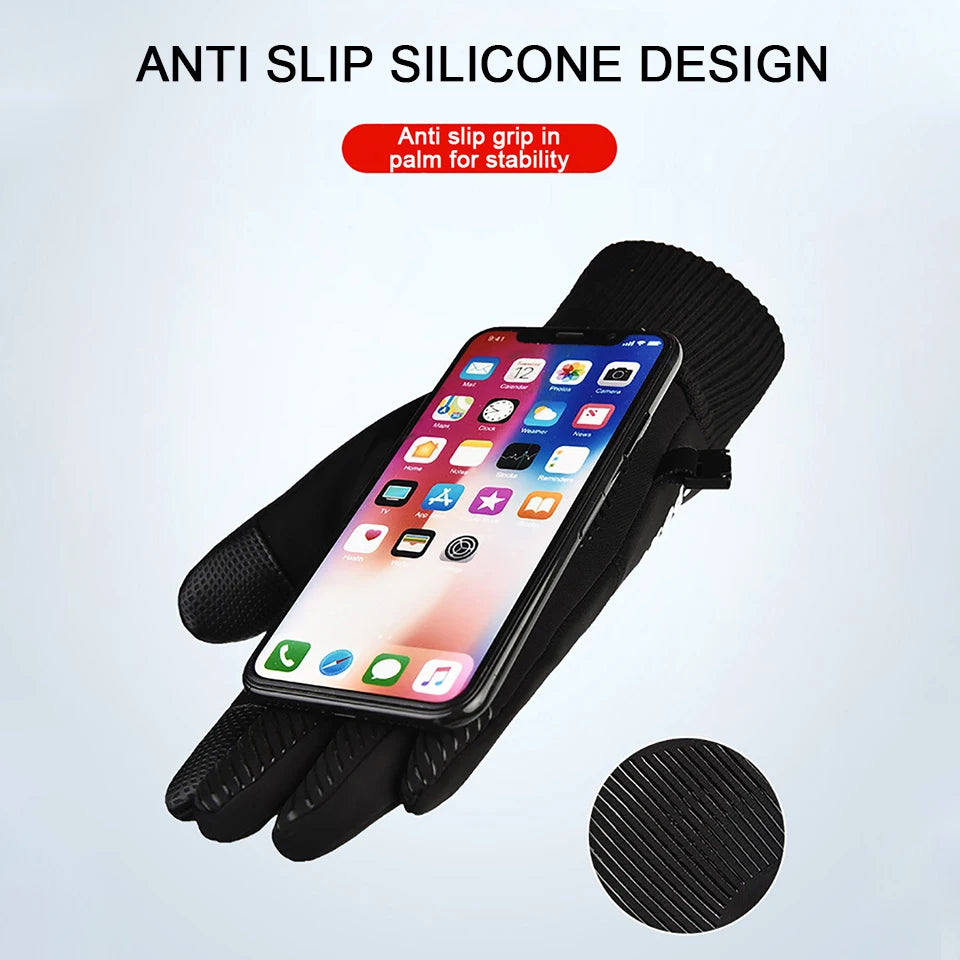 LOOGDEEL Guantes de esquí de invierno impermeables, antideslizantes, cálidos, para deportes al aire libre, correr, motocicleta, esquí, con pantalla táctil, de forro polar, unisex