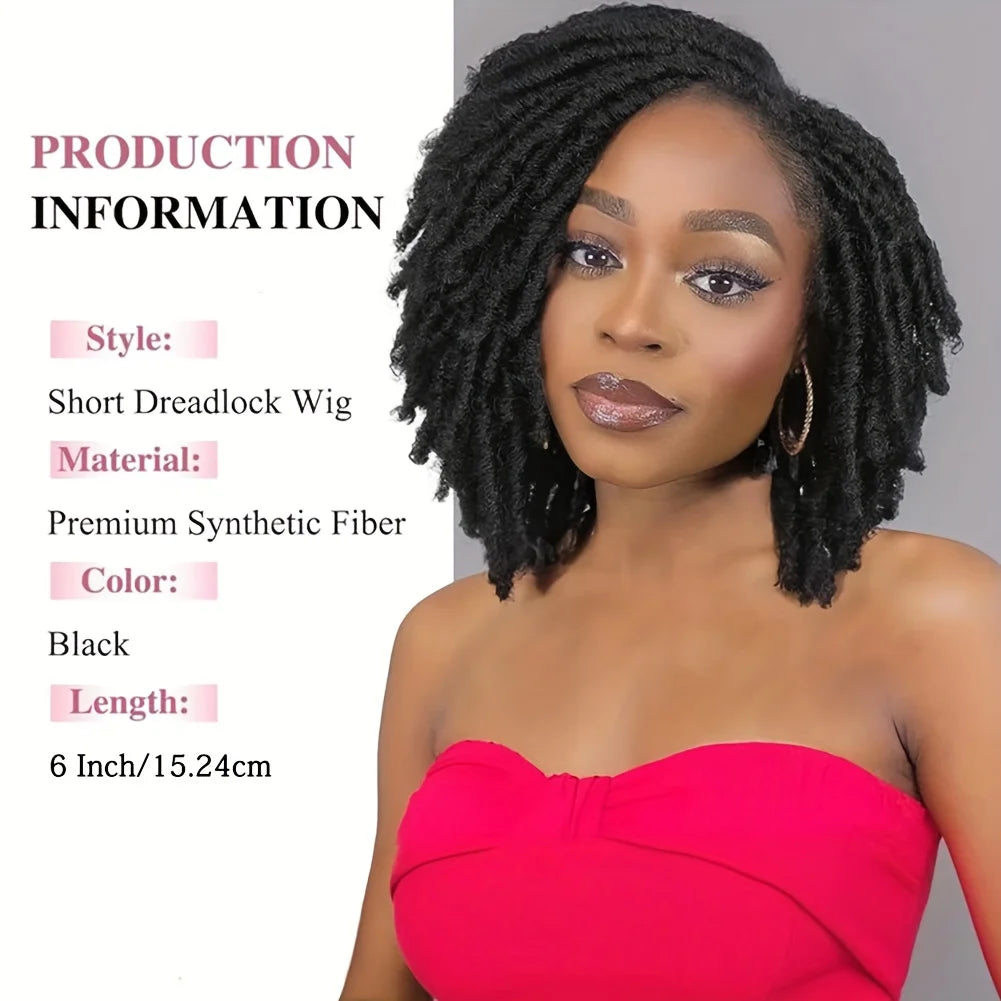 6 Inch Dreadlocks Wig Synthetic Afro Curly Twist Wig Glueless Natural Soft Faux Locs Dreads Wig For Women Daily Party Use