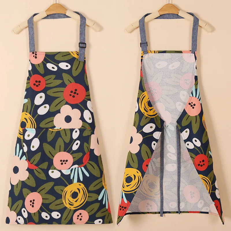 1 ud. Delantal de moda de tela de algodón, impermeable, engrosado, resistente a la suciedad, delantal de cocina y ropa de trabajo para el hogar, ropa de trabajo de jardinería