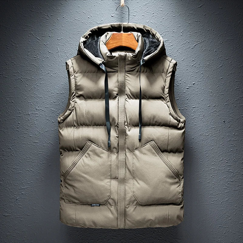 Chalecos con Capucha de Invierno Hombre Abrigos Chaleco Cuello Alto Chalecos Gruesos Ropa Chaqueta de Hombre Chaleco sin Mangas M-6XL Chaleco de Viaje