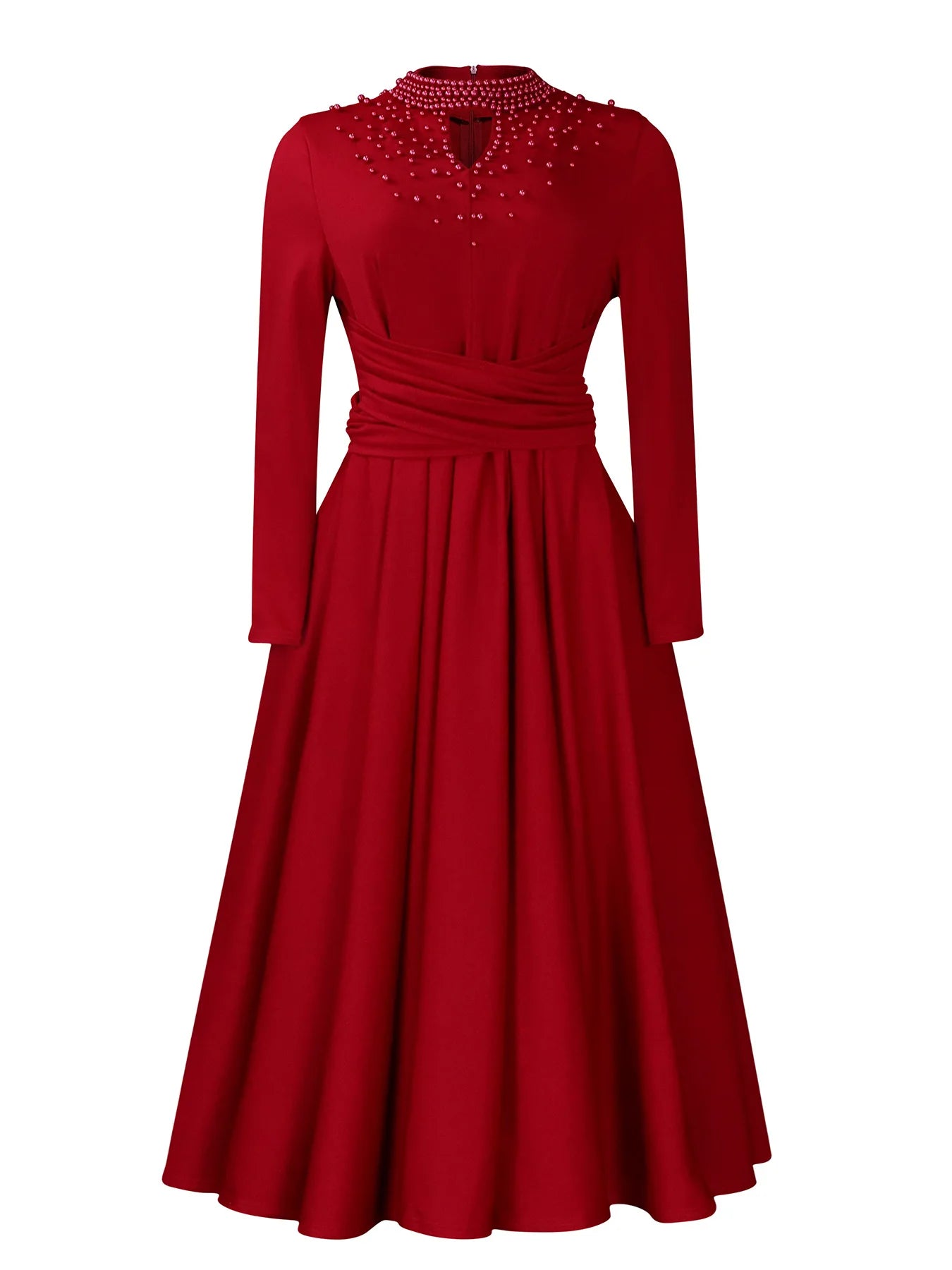 Vestido Elegante Africano para Mujer, Vestidos de Noche con Cuello Alto y Cuentas a la Moda, Vestido Delgado de Temperamento para Mujer, Vestidos Casuales de Manga Larga