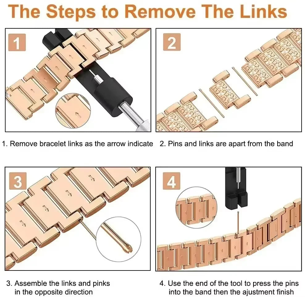 Diamanturkasse + metallrem til Apple Watch – elegant, glitrende og designet for kvinner