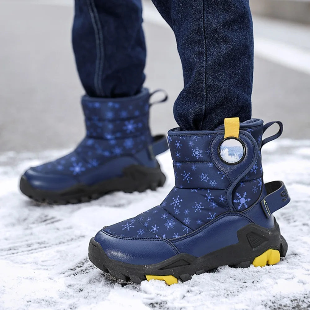 Children Snow Boots Girls Boys Fashion Sneakers Winter Kids Keep Warm Sport Fashion Leather Shoes Outdoor Snow Ankle Boots New