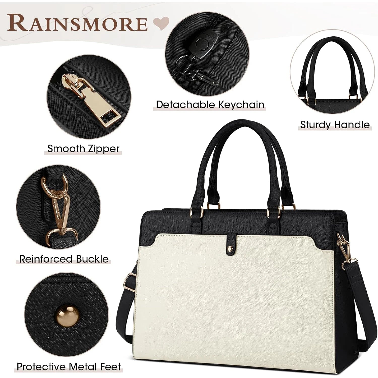 Large Capacity Laptop Bag for Women 15.6 Inch Laptop Tote Bag Leather Work Bag Waterproof Briefcase Business Office Computer Bag