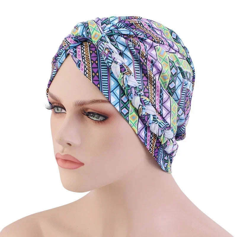 Sombrero turbante indio nuevo con nudo y lazo para mujer, hijab musulmán, pañuelo africano para la cabeza, gorro, gorro para pérdida de cabello, gorro de quimioterapia, pañuelos para la cabeza