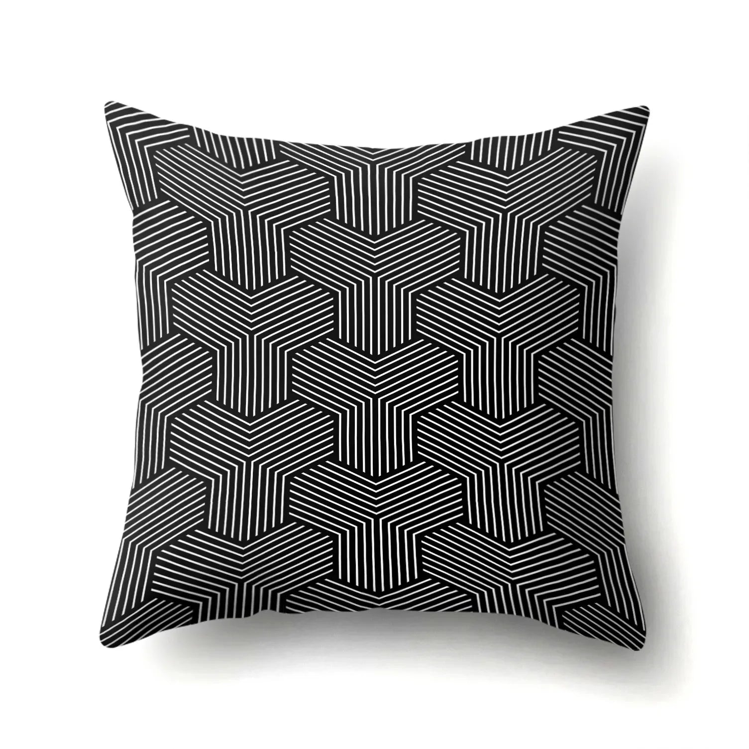 Funda de Almohada Abstracta Retorcida en Blanco y Negro Funda de Almohada Geométrica de Moda para Sofá de Sala de Estar o Dormitorio