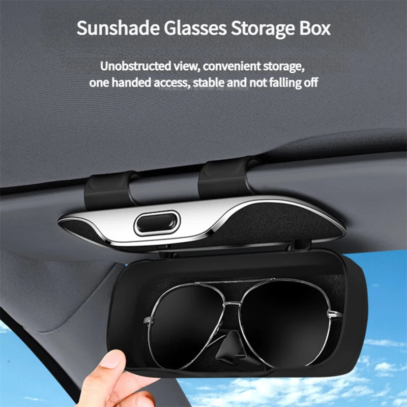 Funda para gafas de visera de coche, interior de ABS flocado premium, organizador de gafas de sol para auto, caja de protección de gafas antiarañazos