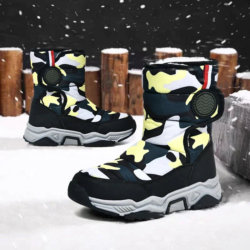 Winter Children Casual Shoes Girls Non-slip Warm Fur Snow Boots Boys Tactical Sneakers Kids Outdoor Footwear Padded Boots Female