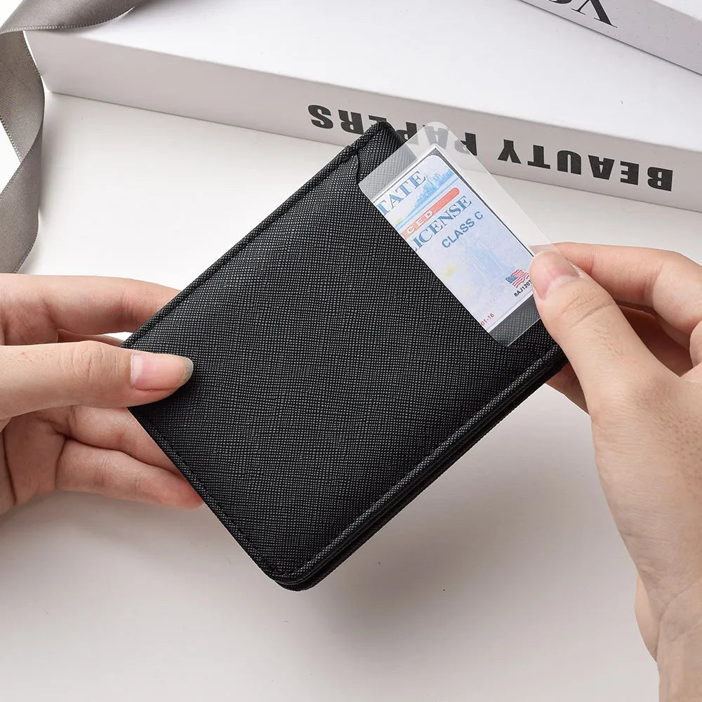 Simple Solid-Color Short Wallet, Business Leisure Card Holder, Male Wallet, ID Card, Bank Card, Male Wallet