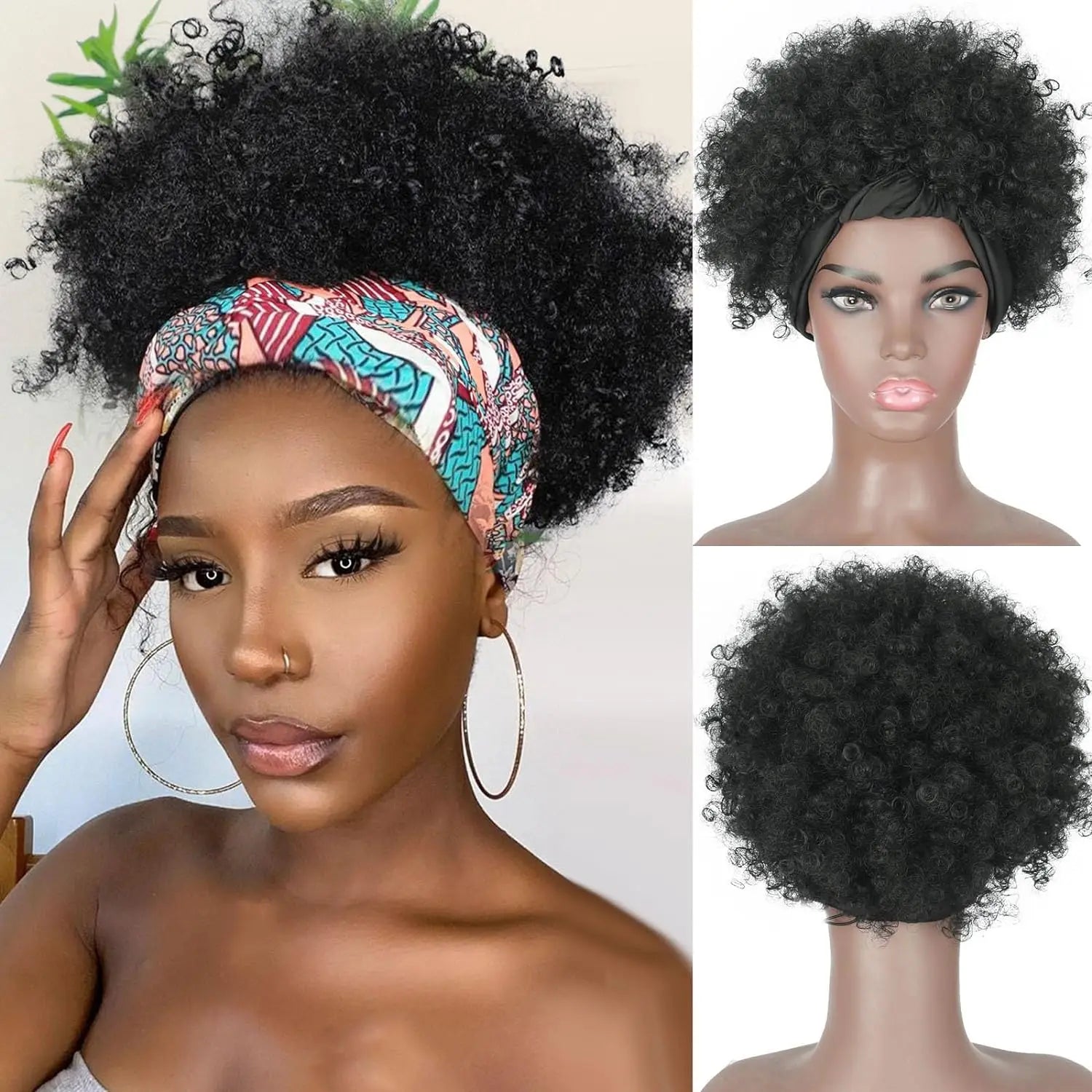 Kinky Curly Headband Wig