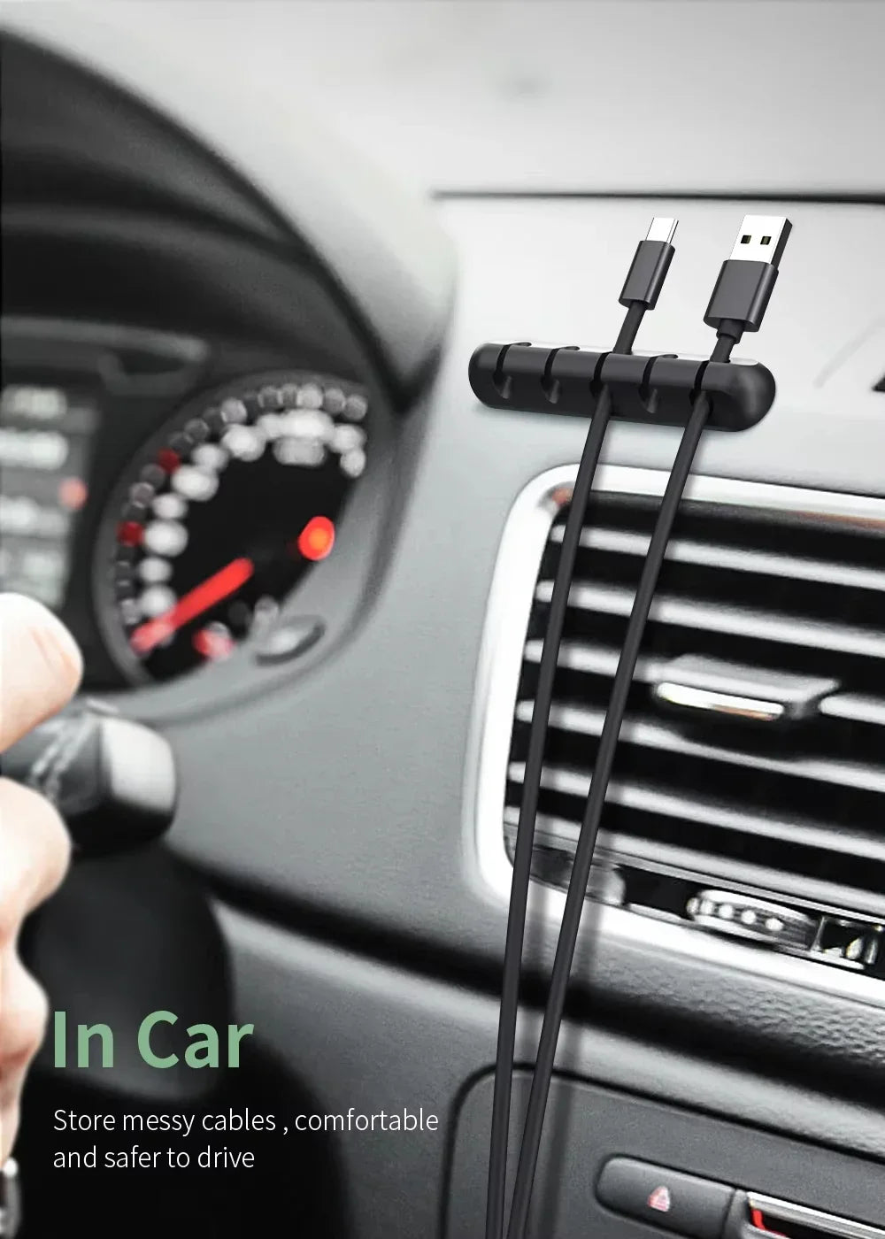 Clips adhesivos para cables, organizador de cables para escritorio, cable de carga USB, cable de alimentación para mesita de noche, cable de ratón