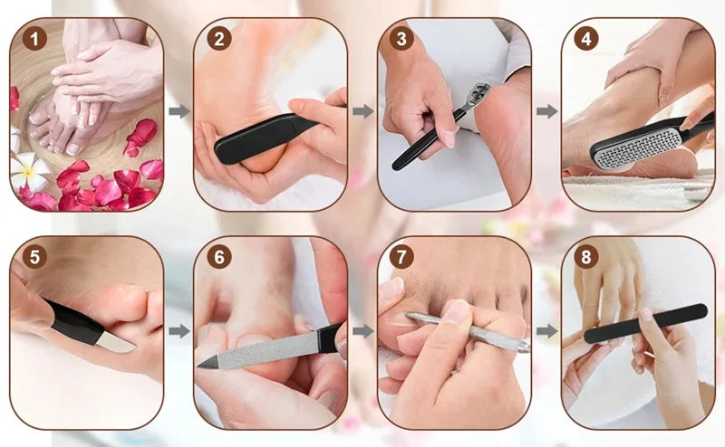 27 stk fotpleieverktøy pedikyr manikyr sett rustfritt stål peeling eksfolierende hard hud fjerner død hud fot skrubbebørste