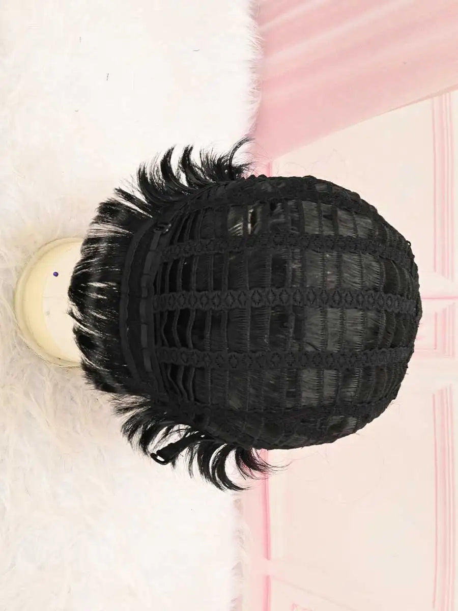 Red Black Ombre Layered Short Pixie Wig Bang Heat Resistant Synthetic Women Party Wig