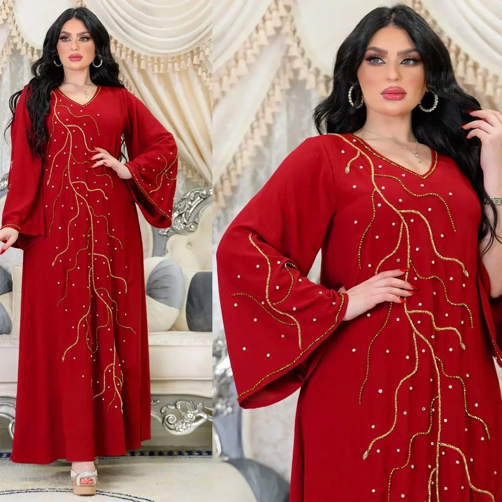 Caftan Eid Élégante Robe Musulmane Fête Ramadan Dubaï Abaya Turquie Robes Longues de Soirée Islamiques Musulmane Élégantes Vestidos