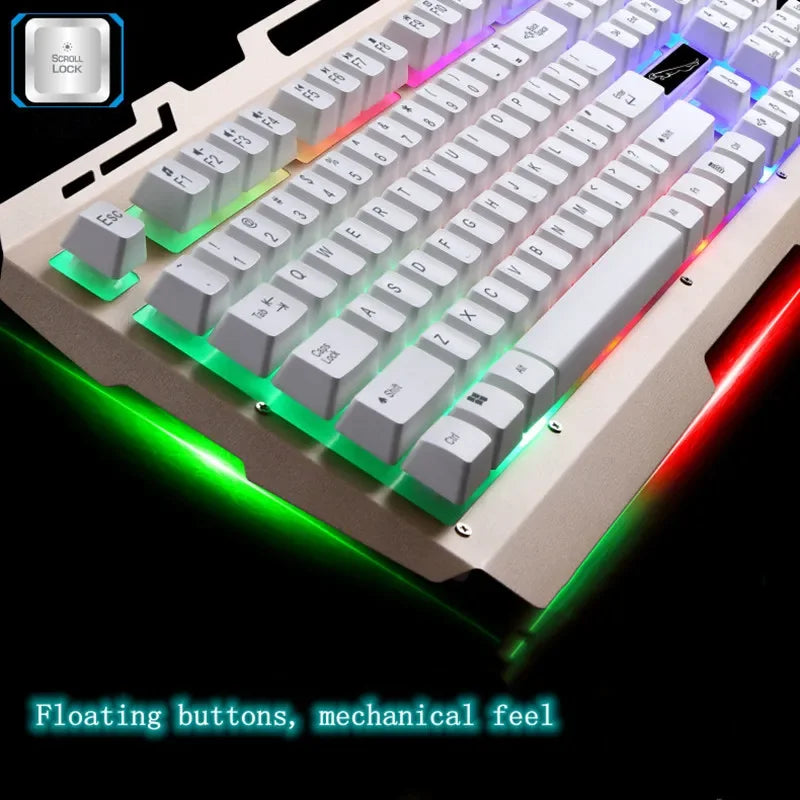 Teclado USB G700 Teclado para juegos con sensación mecánica y brillo metálico, personalidad empresarial, resistente al agua y soporte para teléfono móvil