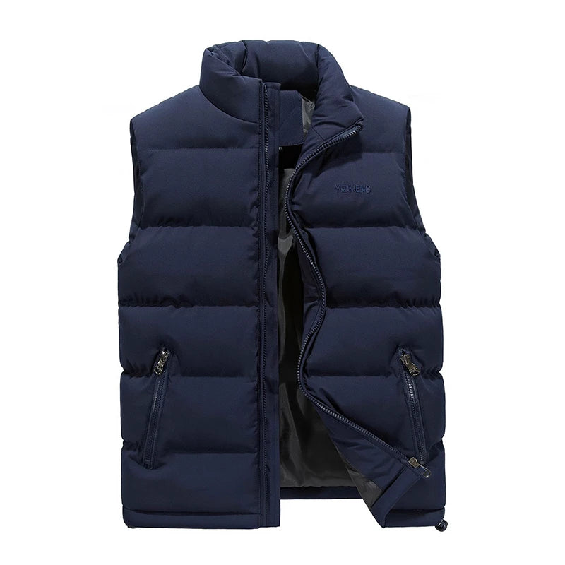 Chaleco de hombre, chaqueta de invierno, abrigo casual, chaquetas cálidas sin mangas, chaleco de moda acolchado de algodón para hombre, cortavientos para escalar al aire libre