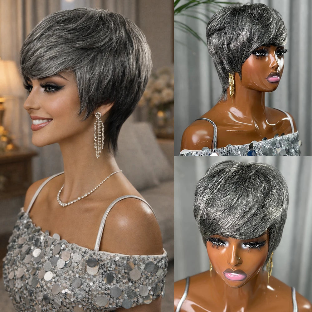 Natural Grey Pixie Wig