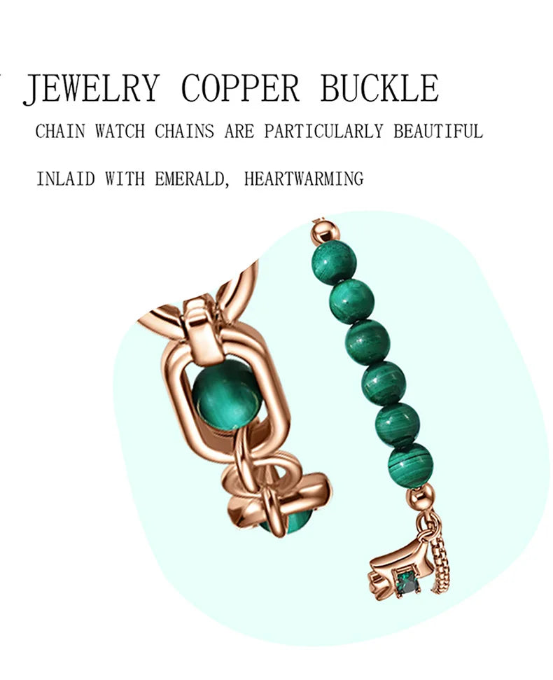 Reloj de mujer de lujo ligero con cristales exquisitos y pulsera de esmeraldas medievales, relojes de cuarzo de moda para mujer y accesorios