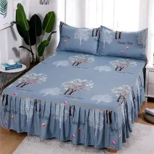 Colcha y cubrecama estilo coreano con volantes de cama transpirables, antimanchas y sin encogimiento, protector Simmons