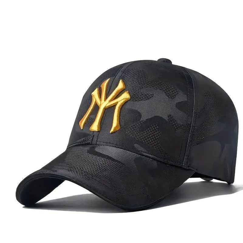 Gorra de béisbol de camuflaje bordada con letras de moda para primavera y otoño, gorra informal ajustable para exteriores, sombrero protector solar