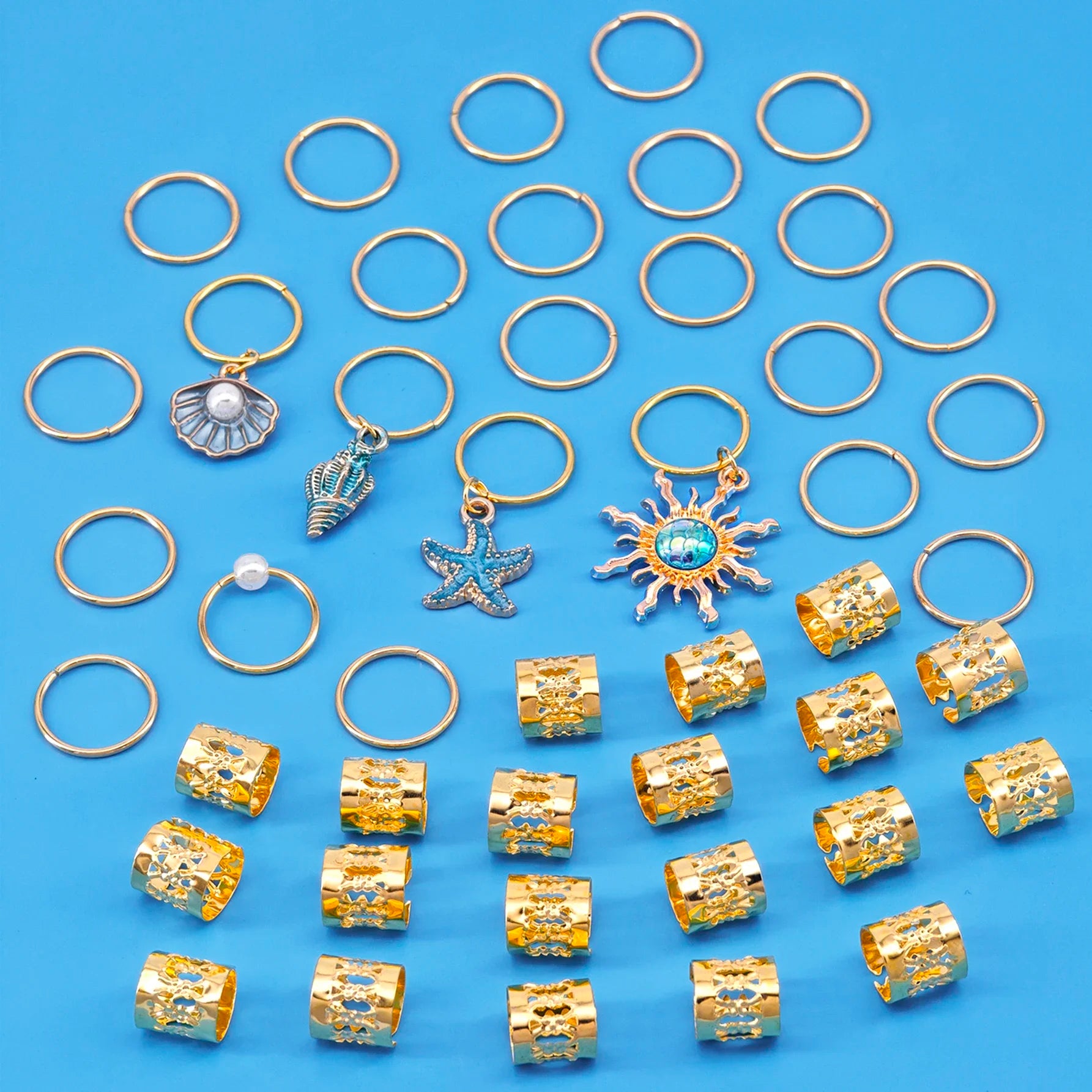 45 piezas de accesorios para el cabello con elementos marinos barrocos para rastas, joyas para el cabello de verano para bailes y fiestas, festival de música