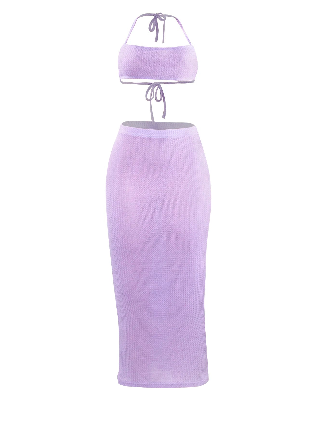 Women Long Skirt 2 Pcs Sets Sexy Strapless Tube Top Bodycon Maxi Skirts Y2k Two Piece Outfit Summer Clothing Beach Wear