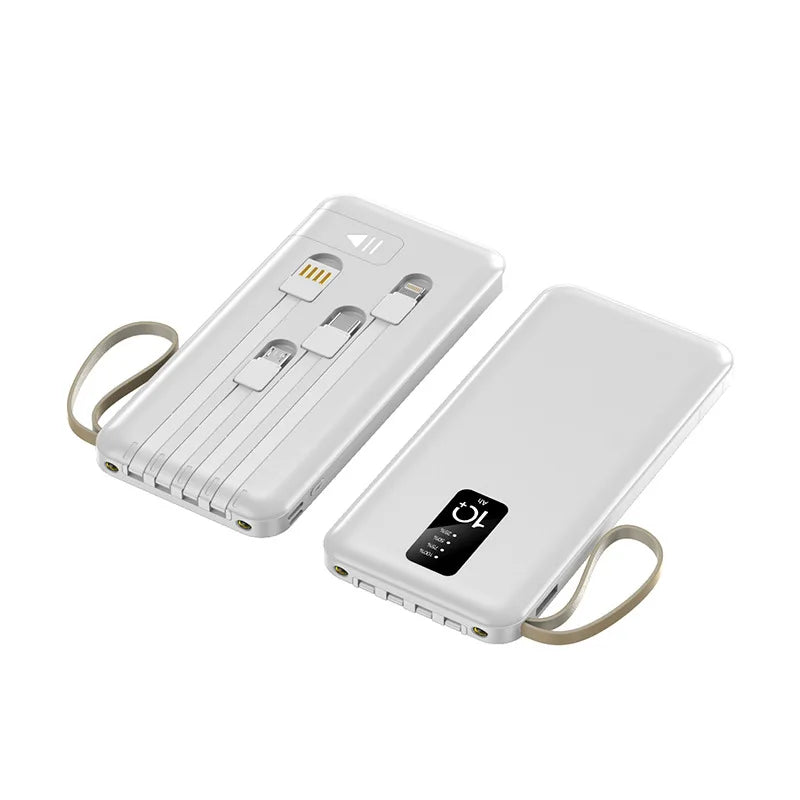 Power Bank 20000mAh Cable Integrado Cargador Portátil Batería Externa para Teléfono Móvil Carga Rápida Powerbank para iPhone 14 Xiaomi Mi