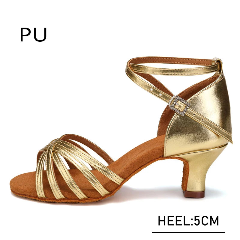 Chaussures de danse latine pour femmes SWDZM, talons hauts, tango, soirée dansante, sandales de salsa en satin pour filles, chaussures de bal de salon