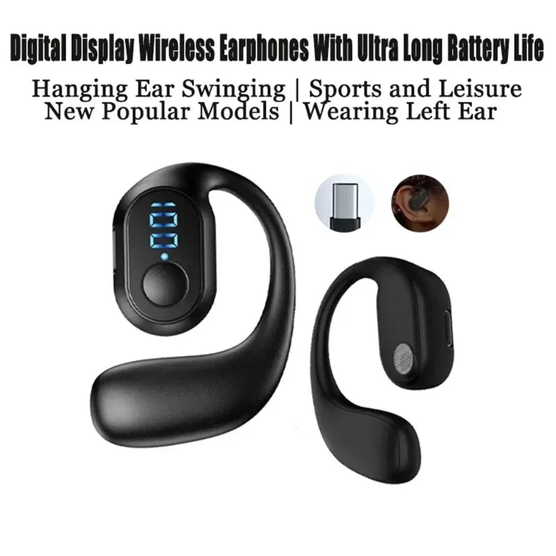 Auricular Bluetooth 5.3 TWS Inalámbrico de Gancho Orejero Auricular HiFi Estéreo con Reducción de Ruido Impermeable para Huawi Xiami